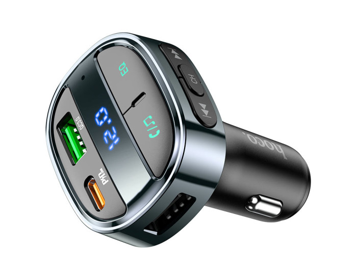 Автомобільний FM-Модулятор Hoco E70 (1USB/1PD/QC/PD30W/BT5.0) (Чорний / Black)