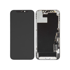 Дисплей з сенсорним екраном (модуль) iPhone 12, iPhone 12 Pro, чорний, оригінал з пластиками камери и датчик наближення