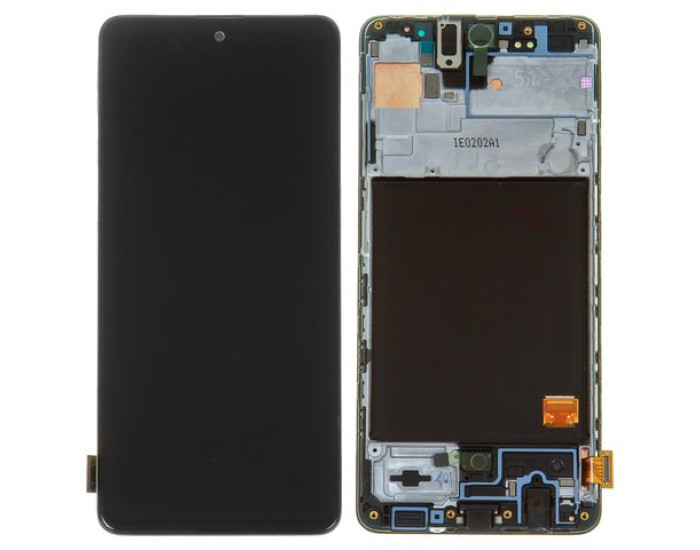 Дисплей з сенсорним екраном (модуль) Samsung A515 A51 2019, чорний з рамкою, переклеювання