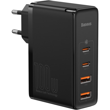 Сетевое зарядное устройство 2USB + 2Type-C Baseus GaN2 Quick Charger 100W (CCGAN2P-L01) (Черный/Black) (Класс B)