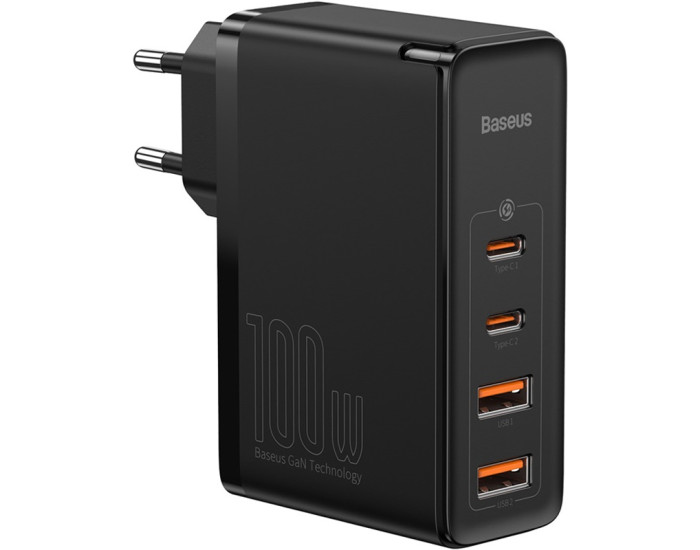 Мережеве зарядний пристрій 2USB + 2Type-C Baseus GaN2 Quick Charger 100W (CCGAN2P-L01) (Черный/Black)