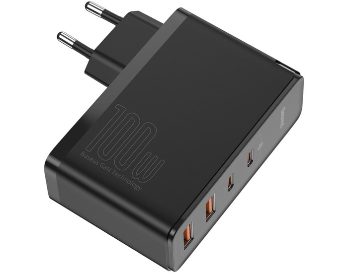Мережеве зарядний пристрій 2USB + 2Type-C Baseus GaN2 Quick Charger 100W (CCGAN2P-L01) (Черный/Black)