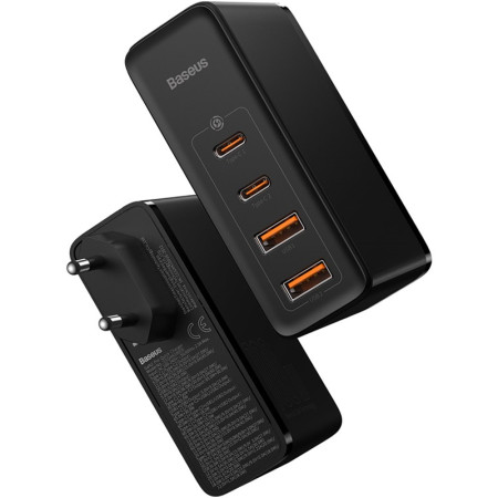 Сетевое зарядное устройство 2USB + 2Type-C Baseus GaN2 Quick Charger 100W (CCGAN2P-L01) (Черный/Black) (Класс B)