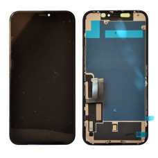 Дисплей з сенсорним екраном (модуль) iPhone 11, чорний, переклеювання з пластиками камери и датчика наближення