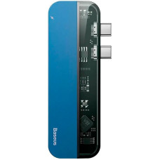 Переходник USB HUB Baseus Multi-Functional Transparent Series Dual Type-C (CAHUB-TS03) Blue