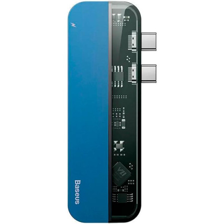 Переходник USB HUB Baseus Multi-Functional Transparent Series Dual Type-C (CAHUB-TS03) Blue