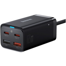 Сетевое зарядное устройство 2USB + 2Type-C Baseus GaN3 Pro 65W (CCGP040101) с кабелем Type-C to Type-C (100W) Black