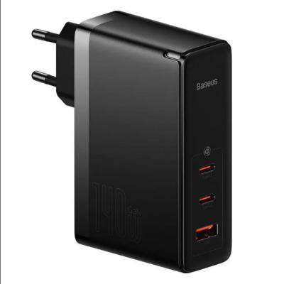 Мережеве зарядний пристрій Baseus GaN5 Pro Fast Charger (2C+U 65W) + Кабель Type-C toType-C (65W)(CCGP120202) 1m Black
