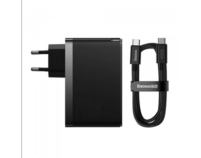 Мережеве зарядний пристрій Baseus GaN5 Pro Fast Charger (2C+U 65W) + Кабель Type-C toType-C (65W)(CCGP120202) 1m Black