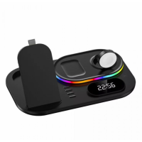 Беспроводная зарядка 4 IN1 A06 RGB (iPhone, iWatch, AirPods,Night light) 30W FAST ORIGINAL Black