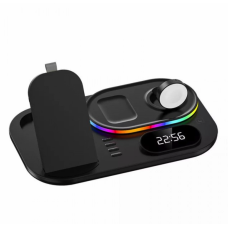 Беспроводная зарядка 4 IN1 A06 RGB (iPhone, iWatch, AirPods,Night light) 30W FAST ORIGINAL Black