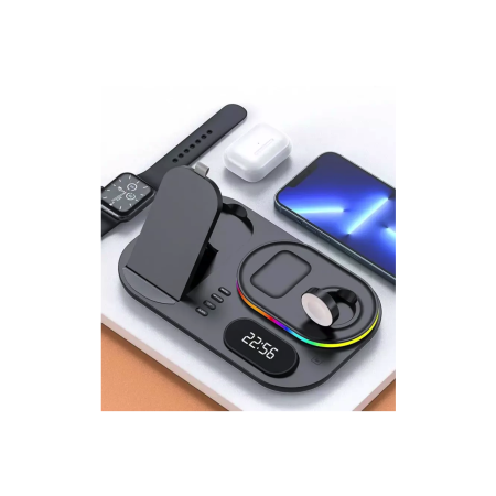 Беспроводная зарядка 4 IN1 A06 RGB (iPhone, iWatch, AirPods,Night light) 30W FAST ORIGINAL Black
