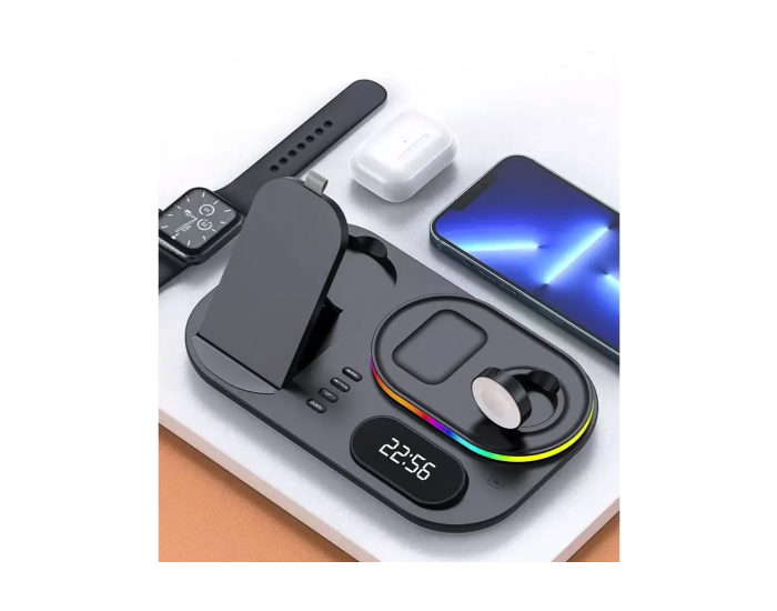Беспроводная зарядка 4 IN1 A06 RGB (iPhone, iWatch, AirPods,Night light) 30W FAST ORIGINAL, Black