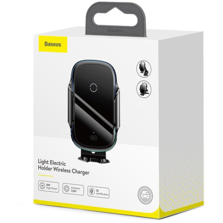 Автодержатель с беспроводной зарядкой Baseus Wireless Charger Light Electric Car Mount (WXHW03-01) (Черный / Black) (Класс B)