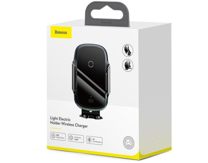 Автодержатель с беспроводной зарядкой Baseus Wireless Charger Light Electric Car Mount (WXHW03-01) (Черный / Black)