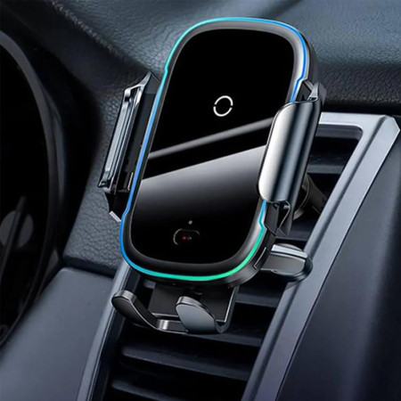 Автодержатель с беспроводной зарядкой Baseus Wireless Charger Light Electric Car Mount (WXHW03-01) (Черный / Black) (Класс B)