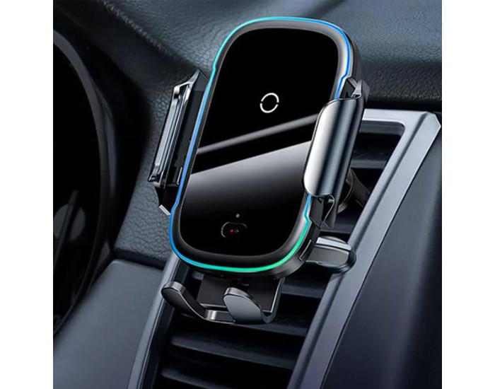 Автодержатель с беспроводной зарядкой Baseus Wireless Charger Light Electric Car Mount (WXHW03-01) (Черный / Black)
