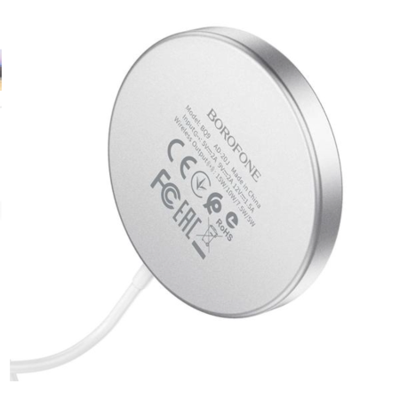 Беспроводная зарядка MagSafe Borofone BQ9 Pro Original series 5W/7.5W/10W/15W silver