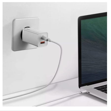 Сетевое зарядное устройство Baseus GaN2 Lite Quick Charger C+U 65W EU (CCGAN2L-B02) White (Класс B)