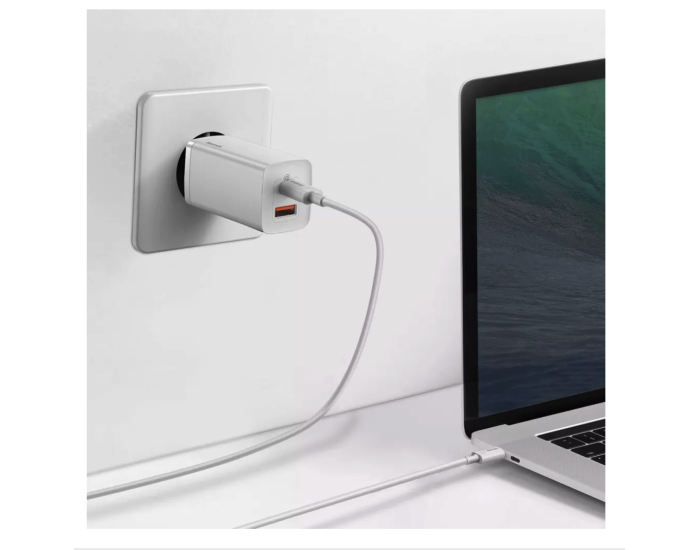 Мережеве зарядний пристрій Baseus GaN2 Lite Quick Charger C+U 65W EU (CCGAN2L-B02) White