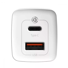 Мережеве зарядний пристрій Baseus GaN2 Lite Quick Charger C+U 65W EU (CCGAN2L-B02) White