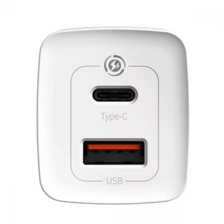 Сетевое зарядное устройство Baseus GaN2 Lite Quick Charger C+U 65W EU (CCGAN2L-B02) White (Класс B)
