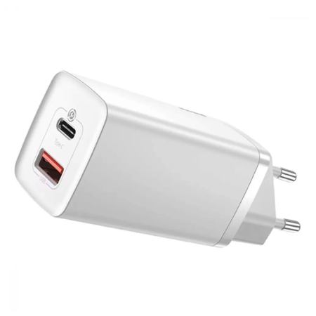 Сетевое зарядное устройство Baseus GaN2 Lite Quick Charger C+U 65W EU (CCGAN2L-B02) White (Класс B)