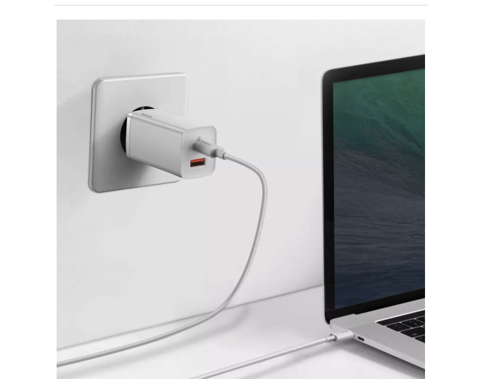 Мережеве зарядний пристрій Baseus GaN2 Lite Quick Charger C+U 65W EU (CCGAN2L-B01) (Чорний  Black)