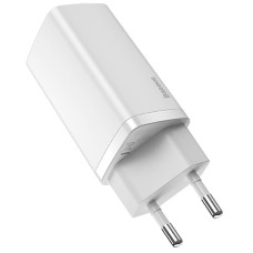 Мережеве зарядний пристрій 1USB + Type-C Baseus GaN Lite 65W (CCGAN2L-B02) White