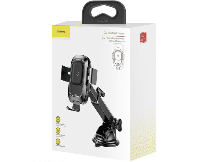Автодержатель с беспроводной зарядкой Baseus Wireless Charger Smart Vehicle Bracket Sucker Style Holder (WXZN-B01) Black