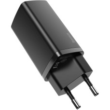 Мережеве зарядний пристрій 1USB + Type-C Baseus GaN Lite 65W (CCGAN2L-B01) (Чорний  Black)
