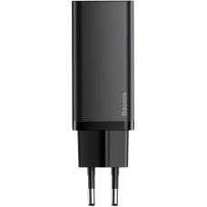 Мережеве зарядний пристрій 1USB + Type-C Baseus GaN Lite 65W (CCGAN2L-B01) (Чорний  Black)
