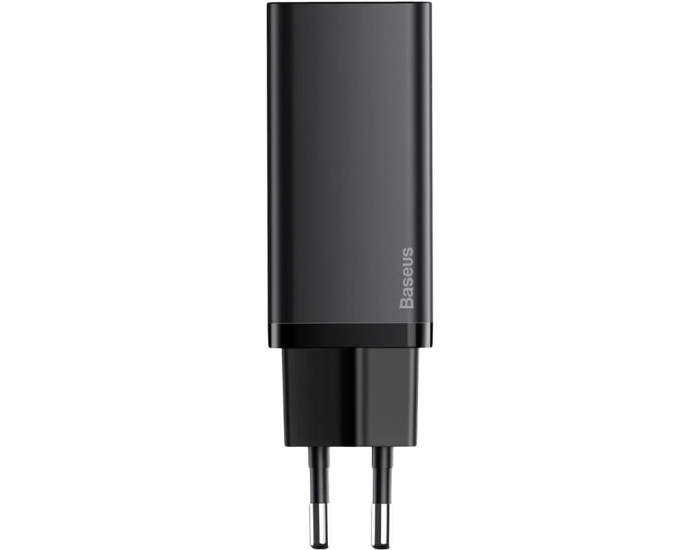 Мережеве зарядний пристрій 1USB + Type-C Baseus GaN Lite 65W (CCGAN2L-B01) (Чорний  Black)