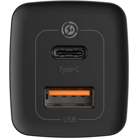 Сетевое зарядное устройство 1USB + Type-C Baseus GaN Lite 65W (CCGAN2L-B01) (Черный \ Black)