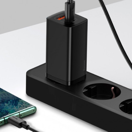 Сетевое зарядное устройство 1USB + Type-C Baseus GaN Lite 65W (CCGAN2L-B01) (Черный \ Black)
