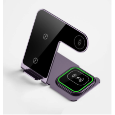 Беспроводная зарядка 3 IN1 Y91 (iPhone, iWatch, AirPods,Night light) 15W FAST ORIGINAL Dark Purple