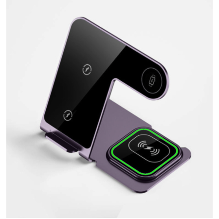 Беспроводная зарядка 3 IN1 Y91 (iPhone, iWatch, AirPods,Night light) 15W FAST ORIGINAL Dark Purple
