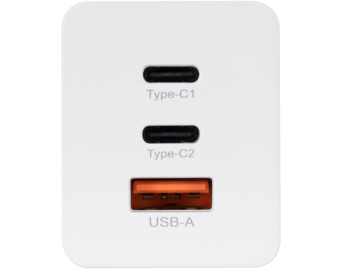 Мережеве зарядний пристрій 2Type-C+1 USB Gelius Nimble GaN 65W (GP-HC051) з кабелем Type-C to Type-C White