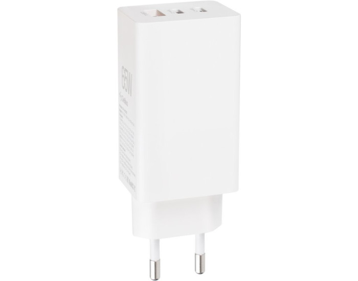 Мережеве зарядний пристрій 2Type-C+1 USB Gelius Nimble GaN 65W (GP-HC051) з кабелем Type-C to Type-C White