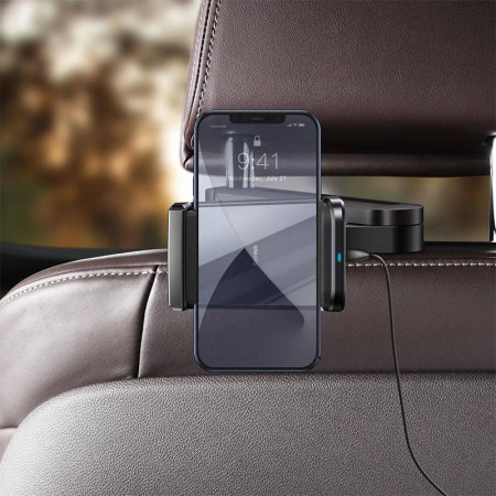 Автодержатель с беспроводной зарядкой Baseus Wireless Charger Energy Storage Backseat Holder (WXHZ-01) (Черный / Black)