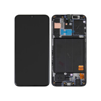 Дисплей з сенсорним екраном (модуль) Samsung A405 A40 2019 чорний з рамкою, TFT