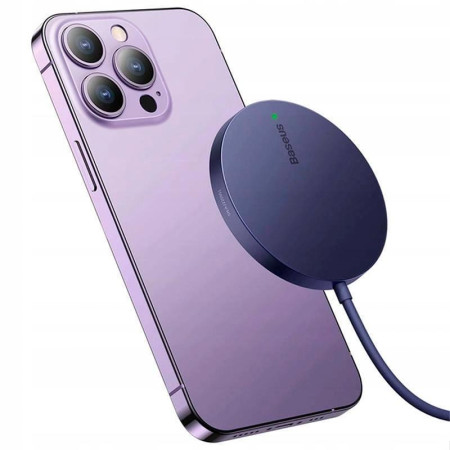 Беспроводная зарядка Wireless charger Baseus Simple Mini 3 Magnetic 15W (CCJJ040205) Dusty Purple