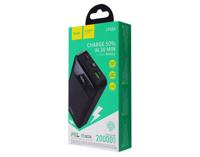 Портативная батарея (Power Bank) Hoco J102A Cool Figure (PD20W+QC3.0) 20000mAh, черный 