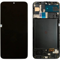 Дисплей з сенсорним екраном (модуль) Samsung A307 A30s 2019, чорний з рамкою, OLED