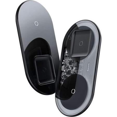 Бездротова зарядка Baseus Simple 2in1 Pro Edition (WXJK-C01) (Phone + Pods) (Чорний \ Black)