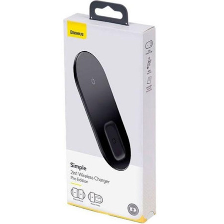 Бездротова зарядка Baseus Simple 2in1 Pro Edition (WXJK-C01) (Phone + Pods) (Чорний \ Black)