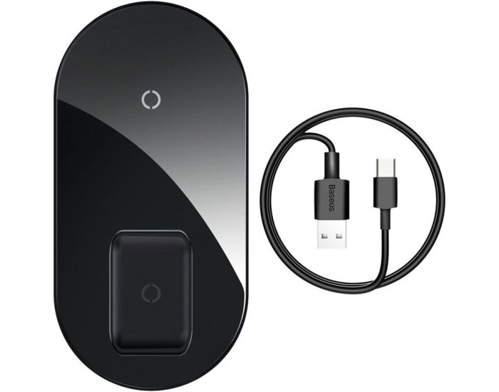 Беспроводная зарядка Baseus Simple 2in1 Pro Edition (WXJK-C01) (Phone + Pods) (черный  Black)