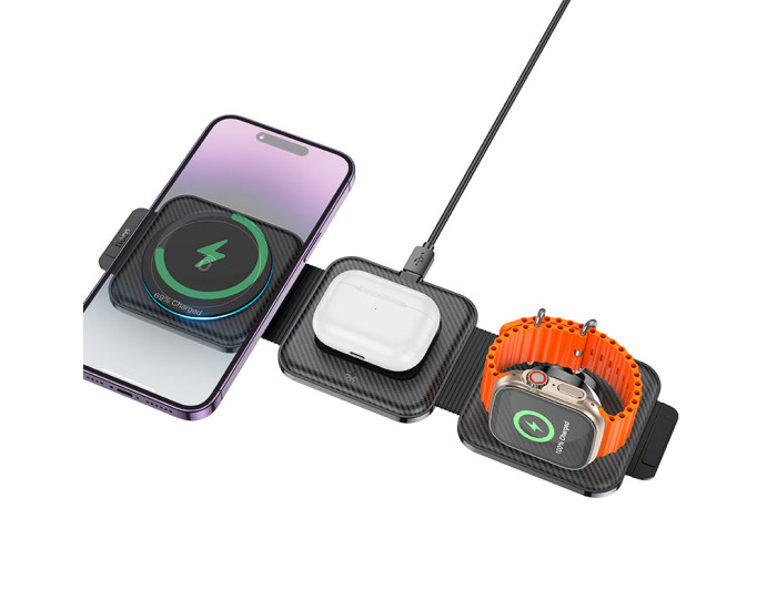 Бездротове зарядка Hoco CQ4 Unique 3-in-1 Black