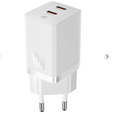Мережеве зарядний пристрій 2Type-C Baseus GaN5 40W (CCGP180102) (Білий  White)