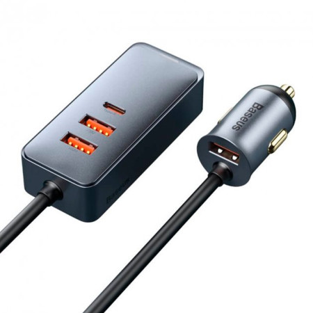 Автомобильное зарядное устройство Baseus (3USB+1Type-C) Share Together Extension Cord 120W(CCBT-B0G)(Серый)